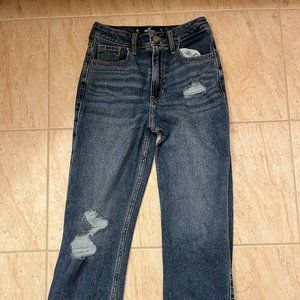 Hollister Blue Straight Leg Ripped Jeans Size 0